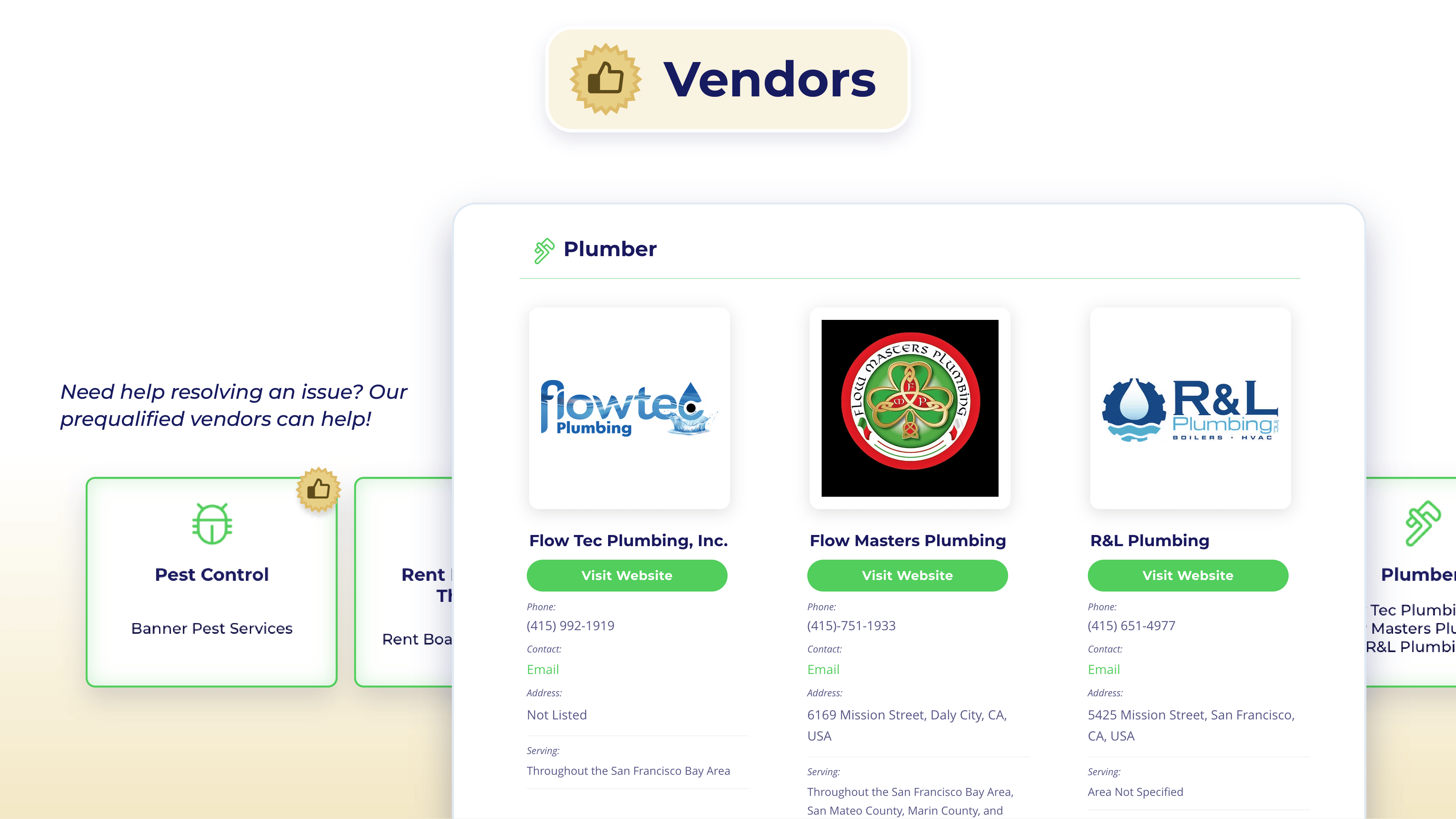 Prequalified Vendor tool screenshot on Property Atlas