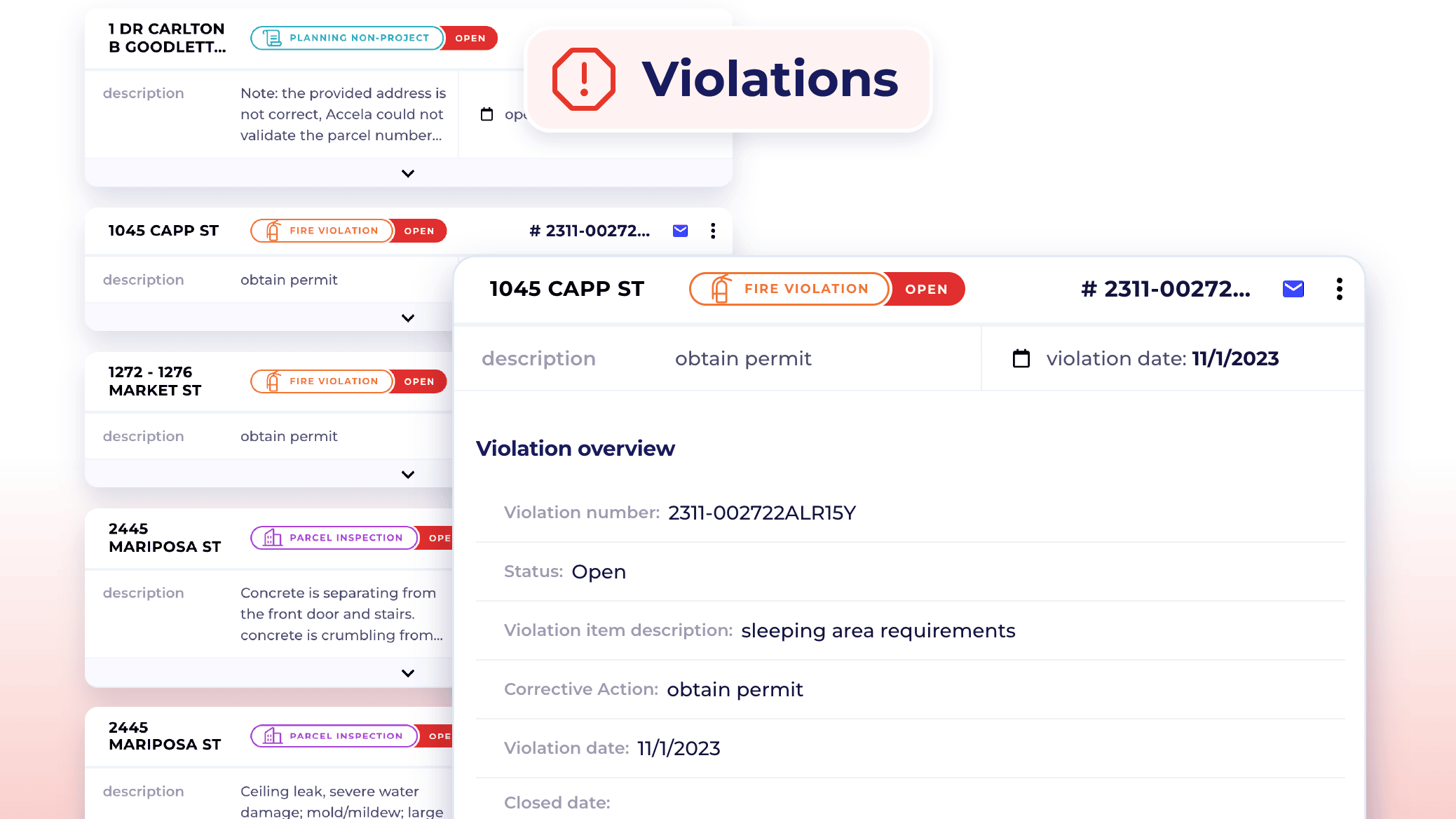 Violation Alerts tool screenshot on Property Atlas
