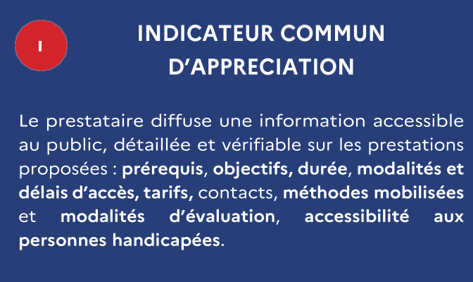 Indicateur 1, critère 1
