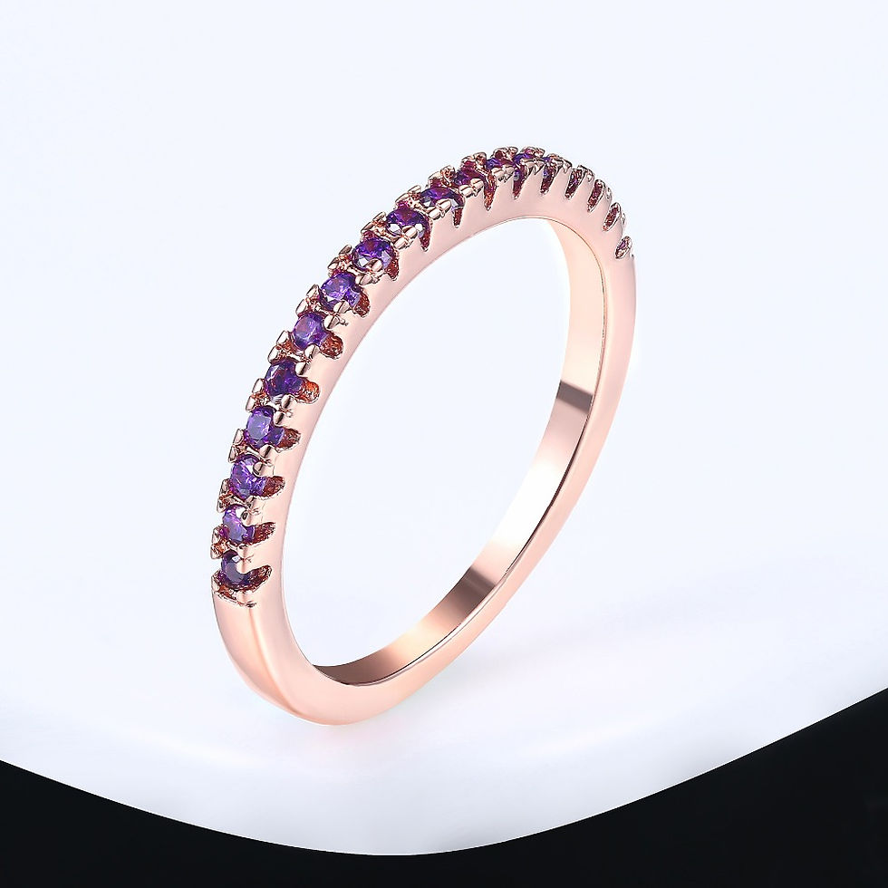 Thumbnail: Concise Multicolor Mini Cubic Zirconia Rose Gold Rings