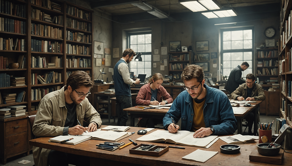 People doing research work