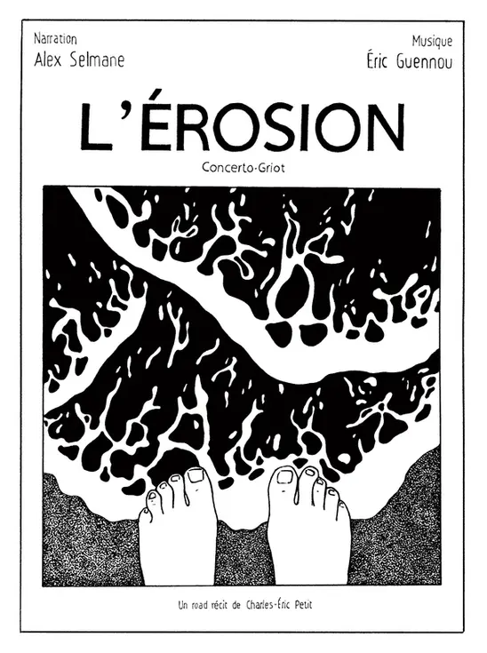 Affiche de théâtre pieds dans l'eau noir et blanc