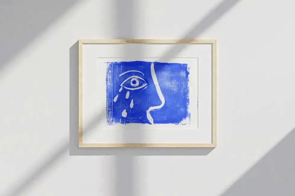 Tableau visage profil bleu