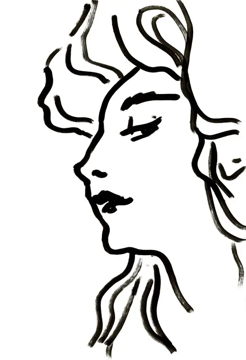 Portrait femme minimaliste noir et blanc