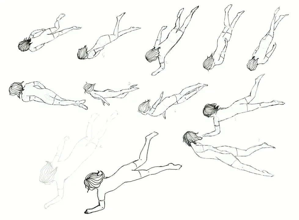 croquis d'une jeune nageuse