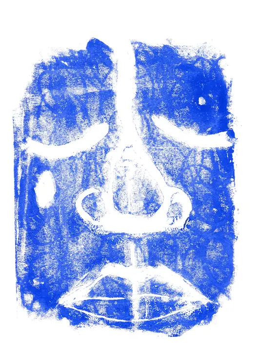 Visage femme bleu qui pleure