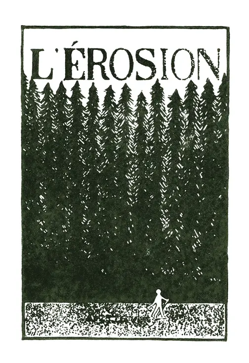Affiche de théâtre représentant une forêt en vert