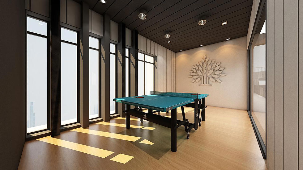 Indoor games room at Shree Krishna Ashrey featuring table tennis and recreational space for residents