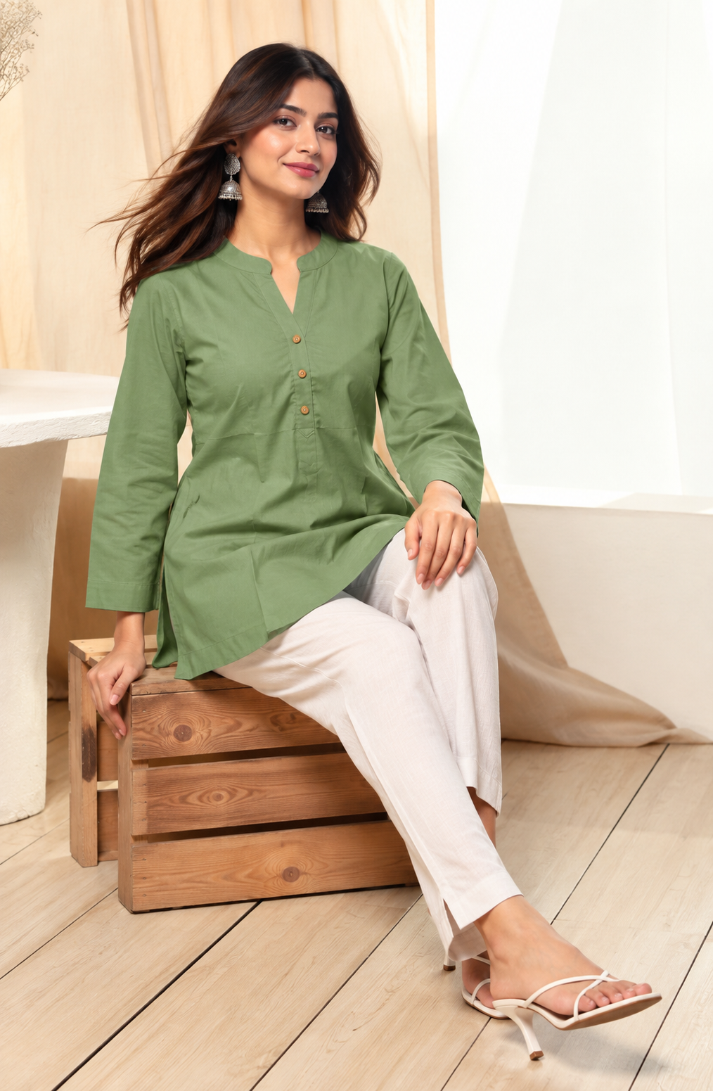 Shivani Green Cotton Kurti