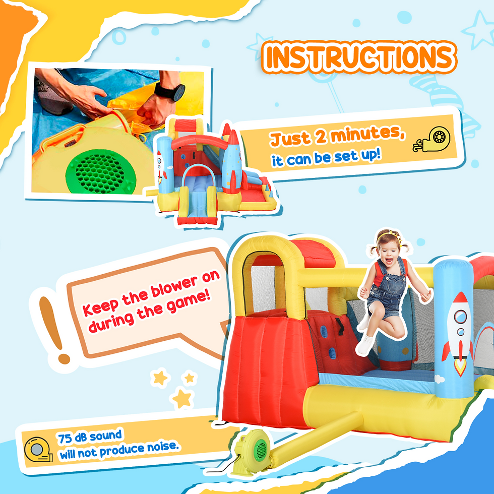 Thumbnail: Inflatable Bouncy Castle with Slides, Climbing Wall & Pool w/ Carrybag n Blower