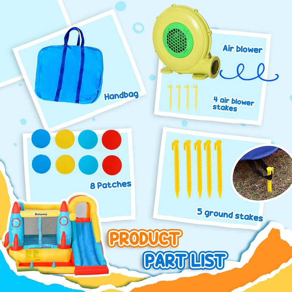 Thumbnail: Inflatable Bouncy Castle with Slides, Climbing Wall & Pool w/ Carrybag n Blower