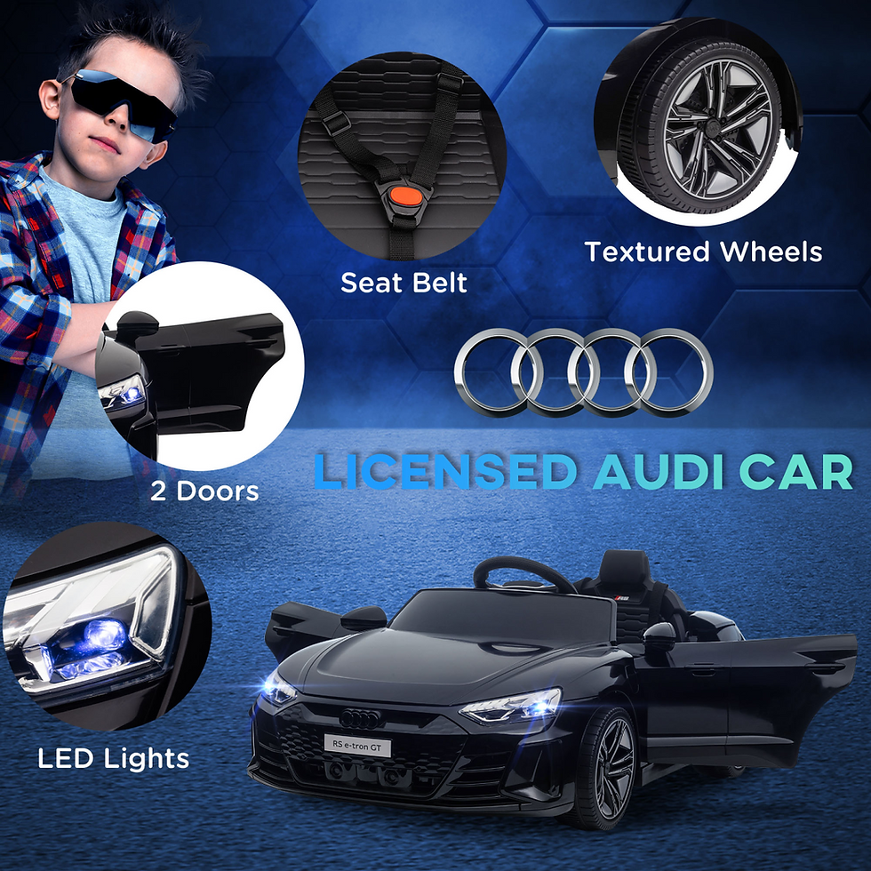 Thumbnail: HOMCOM Audi RS e-tron GT Licensed 12V Kids Electric Ride on W/ Remote, Black