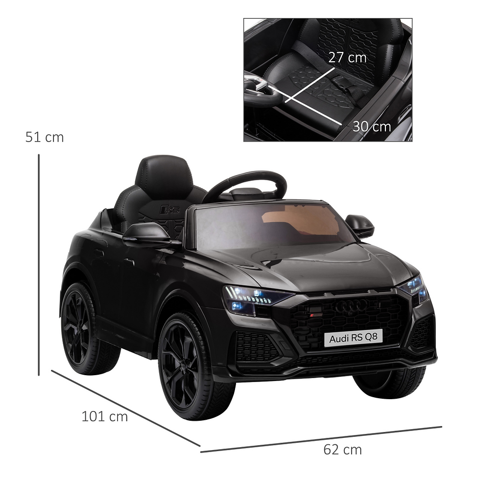 Thumbnail: Licensed Audi RS Q8 Kids Electric Ride-On Car w/ Remote USB MP3 Bluetooth Black