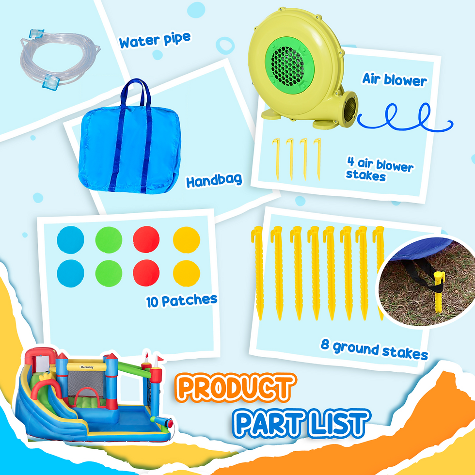Thumbnail: Inflatable Water Bouncy Castle with Slide, Pool & Water Gun