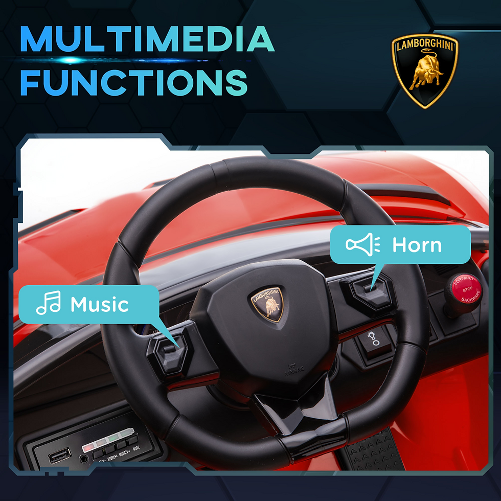 Thumbnail: HOMCOM Lamborghini Aventador Licensed 12V Kids Electric Ride On Car - Red