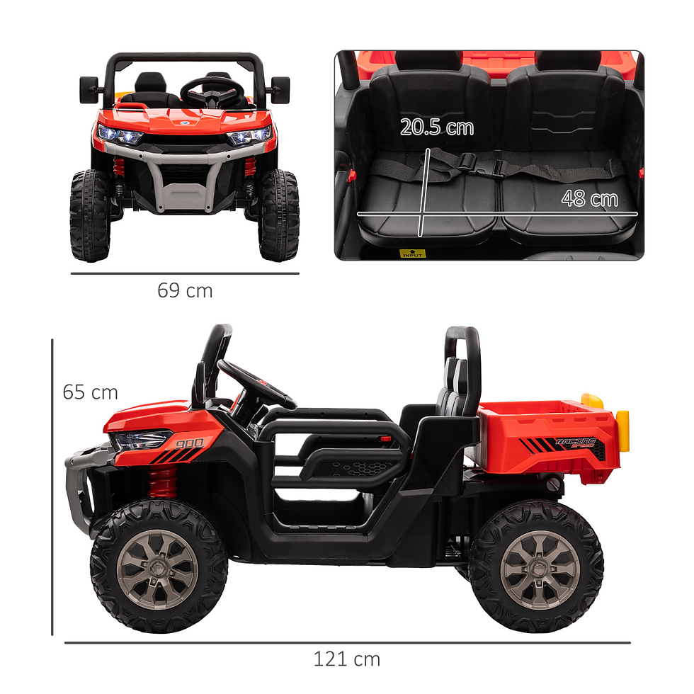 Thumbnail: Two-Seater Kids Ride on Truck w/ Electric Bucket, Parental Remote - Red
