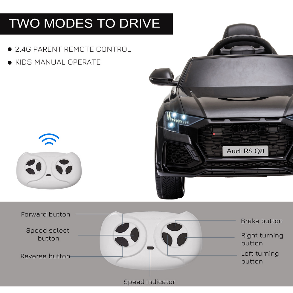 Thumbnail: Licensed Audi RS Q8 Kids Electric Ride-On Car w/ Remote USB MP3 Bluetooth Black