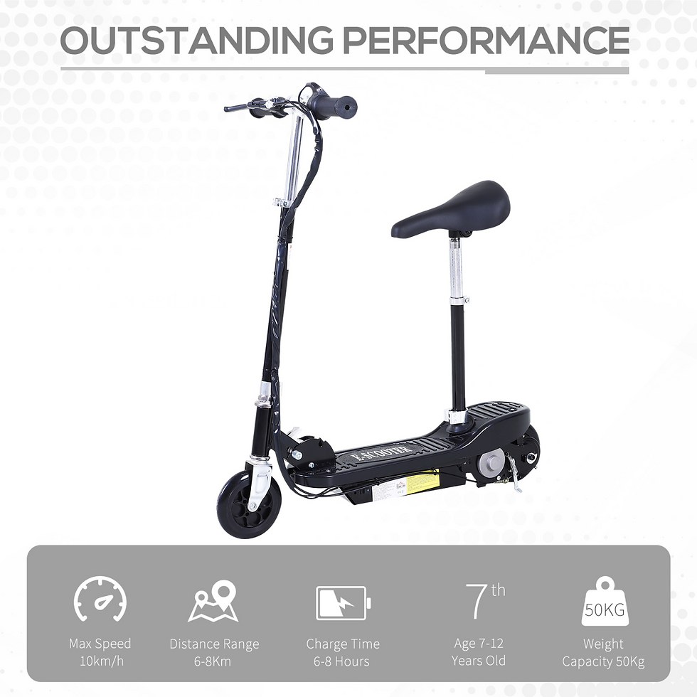 Thumbnail: Kids Foldable Electric Powered Scooter 120W Black HOMCOM