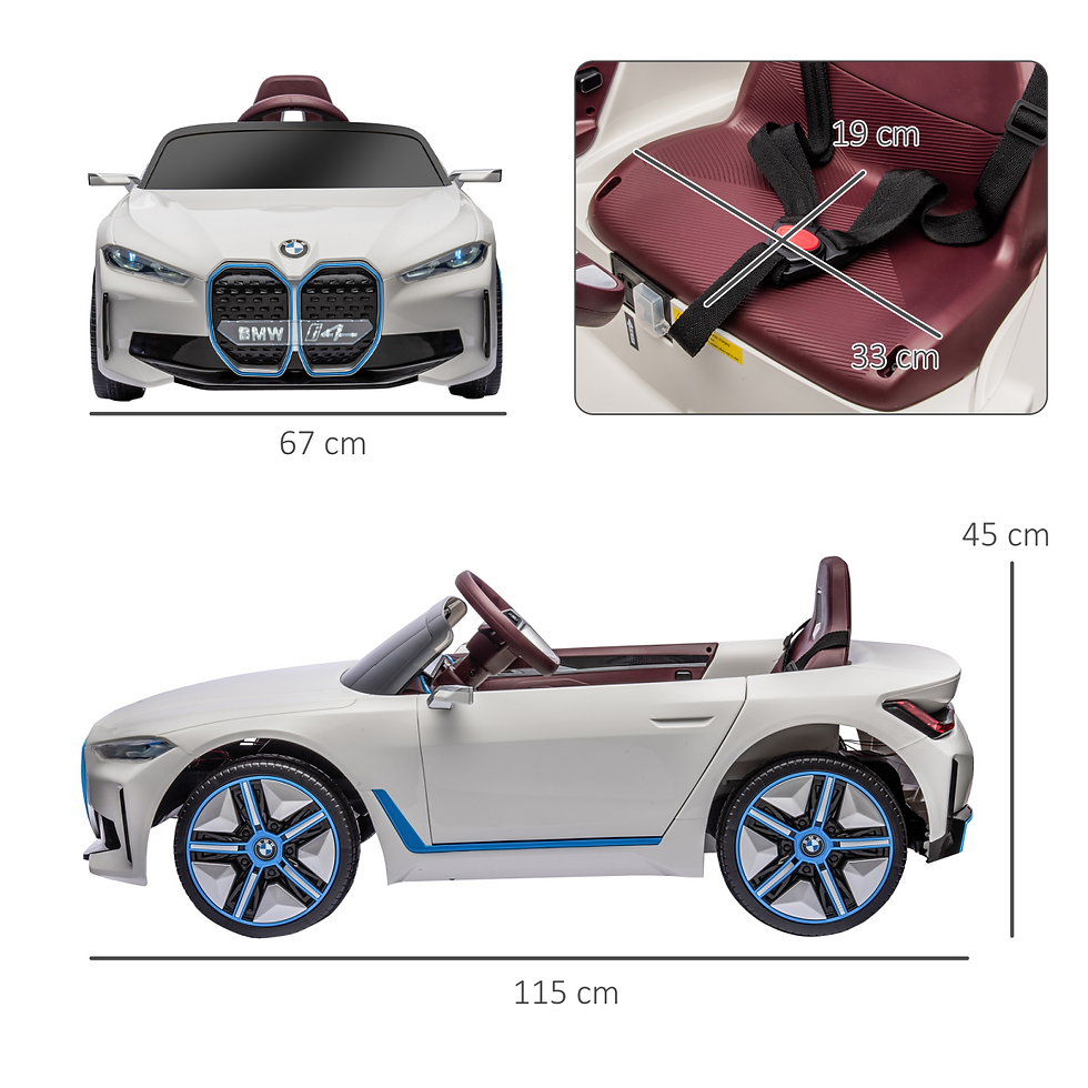 Thumbnail: BMW i4 Licensed 12V Kids Electric Ride-On w/ Portable Battery - White