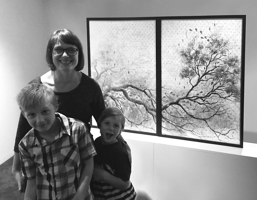 ExhiEmma Jennings With Boys Adj grey