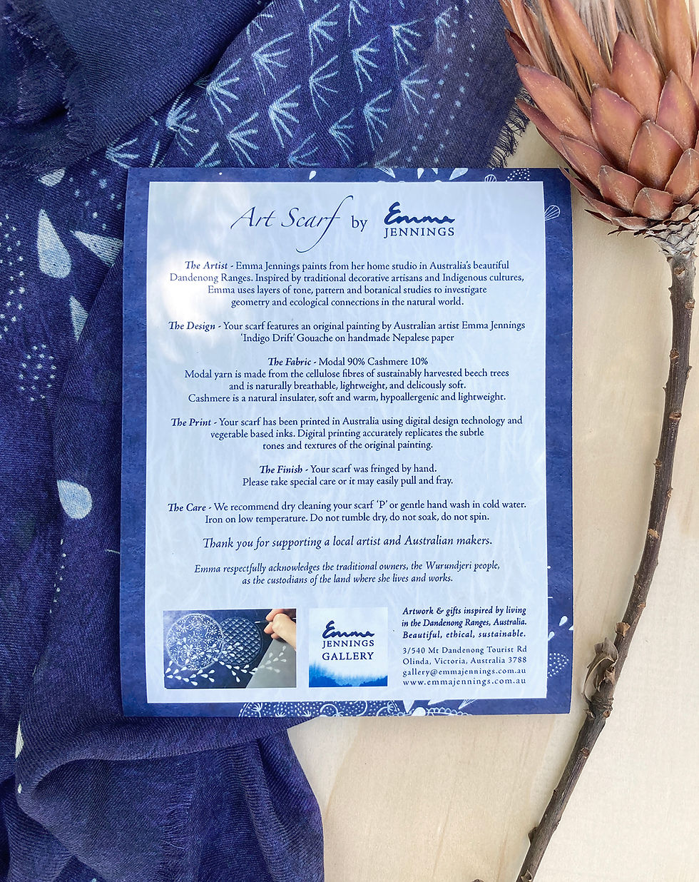 Thumbnail: Art Scarf by Emma Jennings 'Indigo Drift'