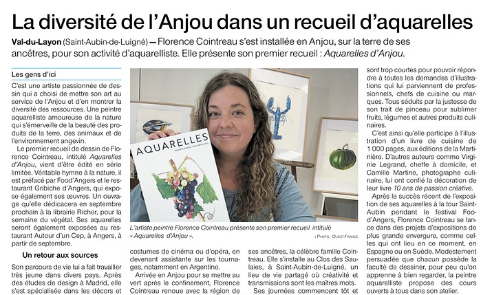 Article Ouest France Florence Cointreau Anjou