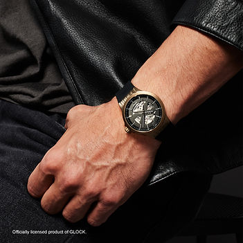 Men's gold and black Glock precision watch