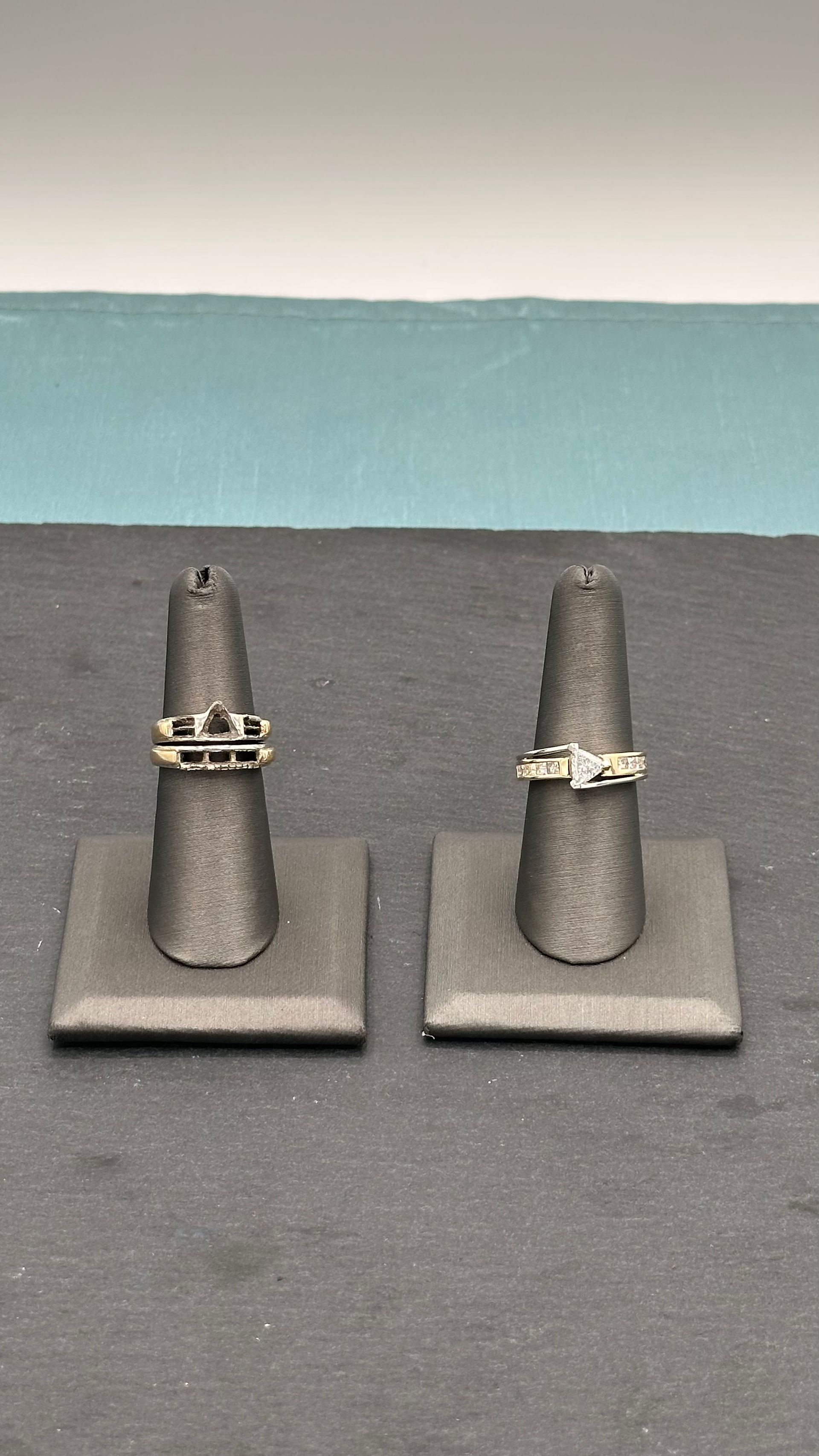 A wedding set redesigned into one modern ring at K. Hollis Jewelers