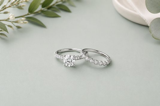 Glamorous style diamond engagement ring with a halo setting in yellow gold.