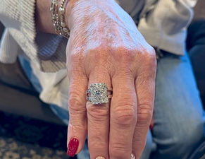 Custom right hand ring redesign with baguette, princess cut, and round diamonds at K. Hollis Jewelers Batavia IL