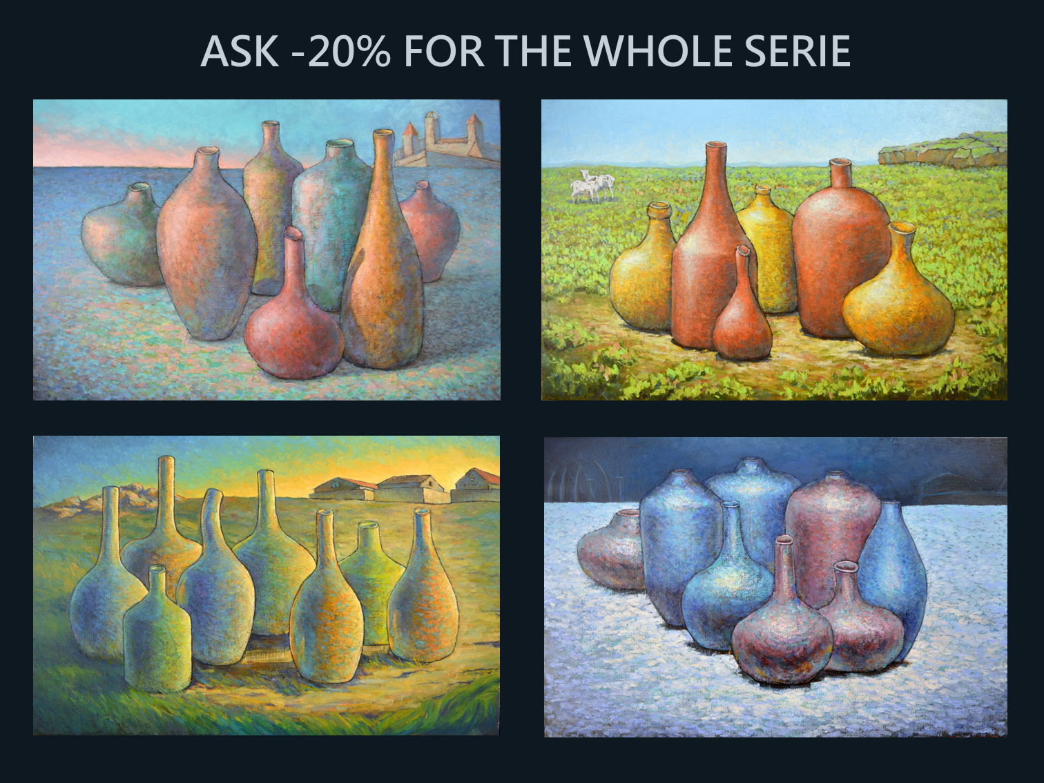 SERIES of paintings "CLAY CREATIONS" (4 pieces)