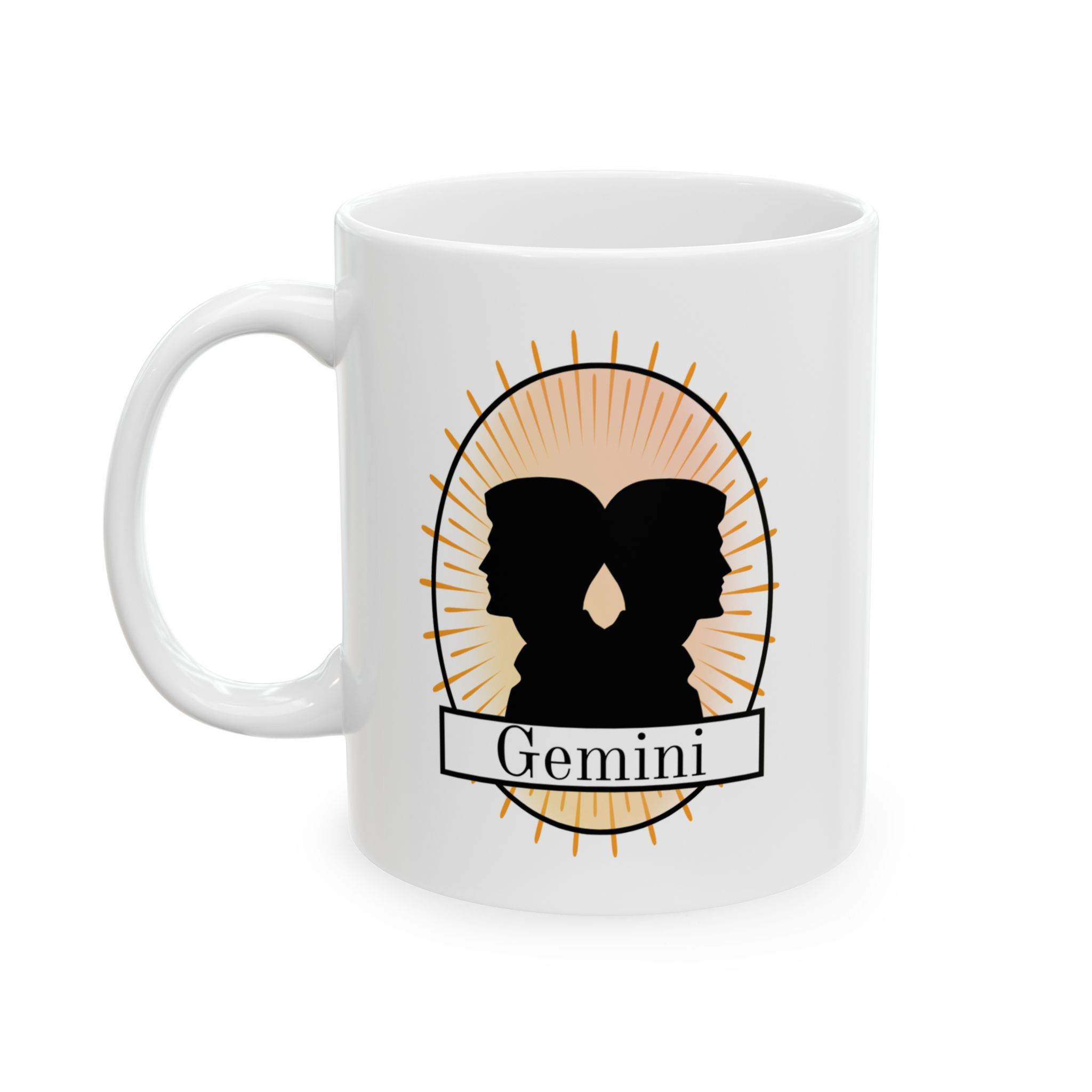 Gemini (Man) Inspirational Zodiac Sign and Quote Mug (11-oz) - Left C-handle View