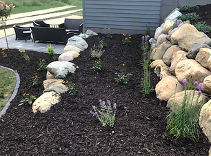 Fresh mulch with flowers