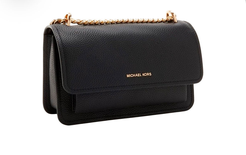 Bolsa tiracolo Michael Kors preta com alça de corrente dourada