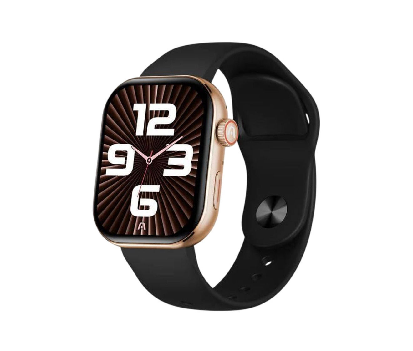 Smartwatch Argom S40 Rosa com pulseira preta.