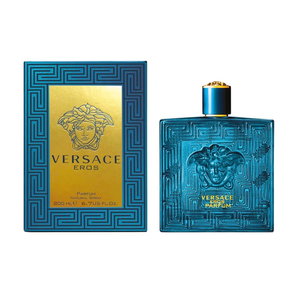 Perfume Versace Eros Parfum 200ml com caixa azul e dourada