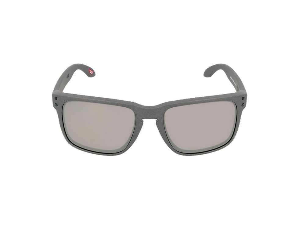 Lente Oakley 9417 30 59 em armação cinza quadrada.