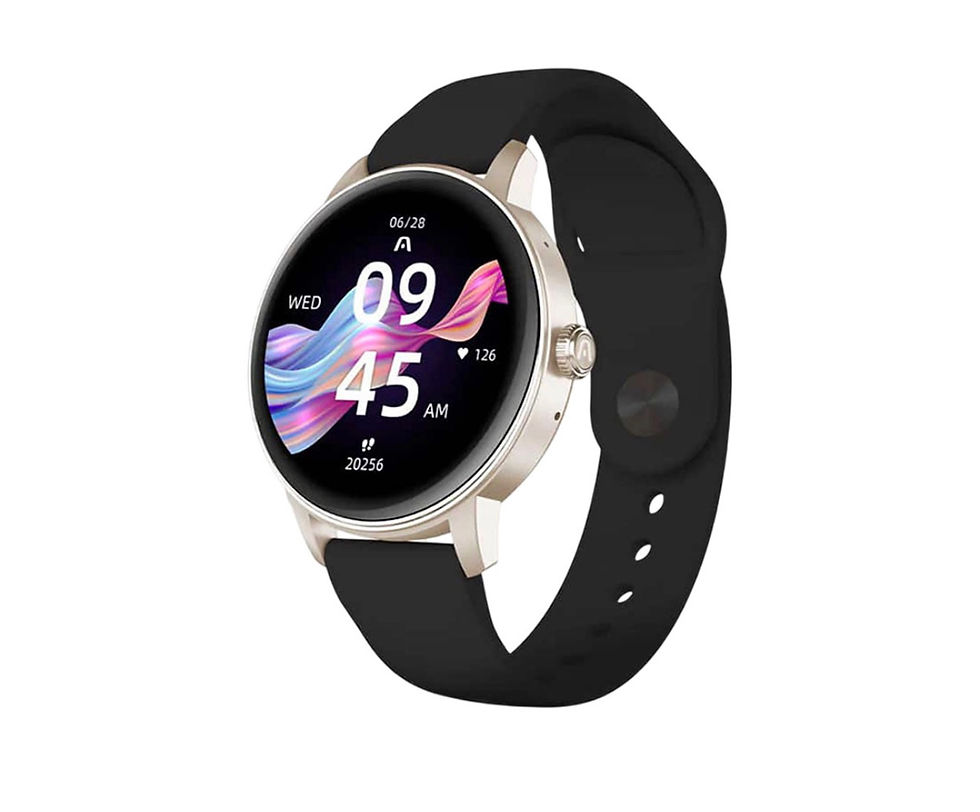 Smartwatch Argom C30 preto com visor redondo e pulseira de silicone.