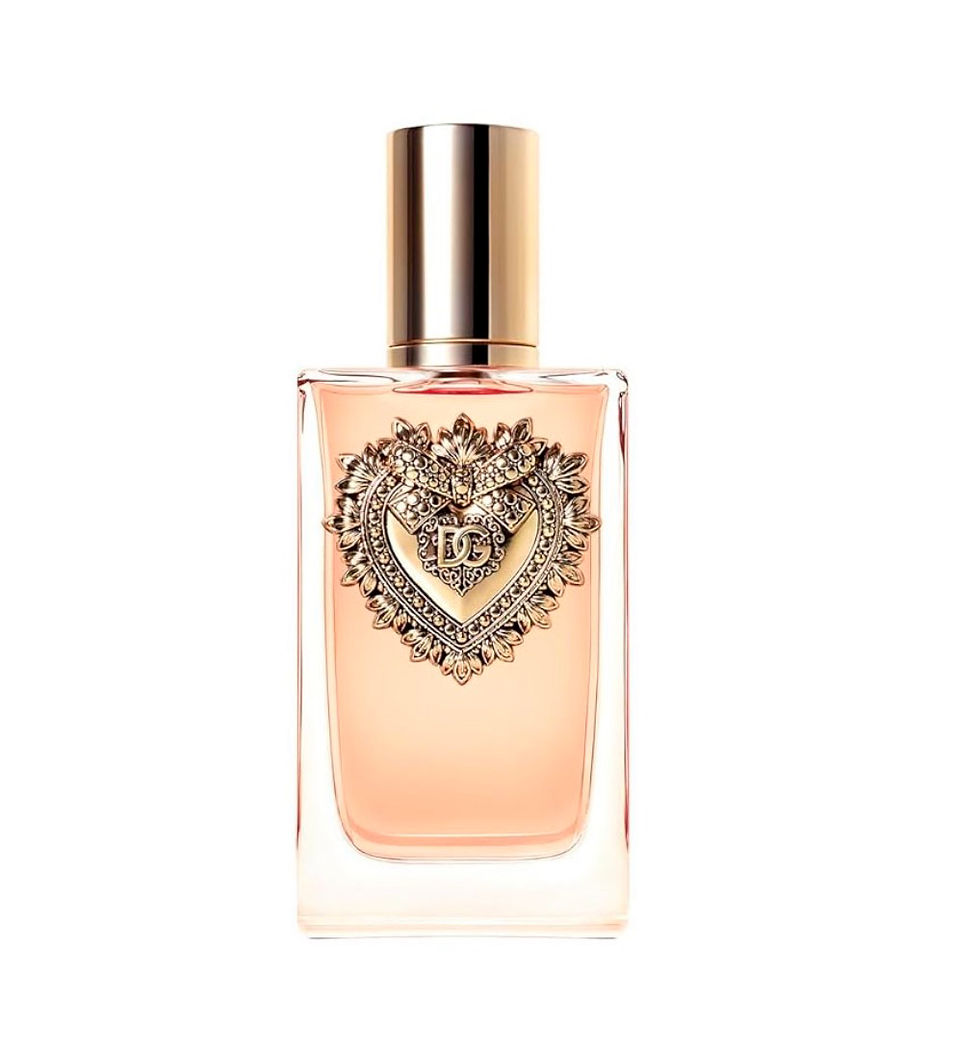 Frasco do perfume Dolce & Gabbana Devotion com coração sagrado.