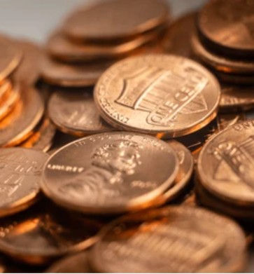 Close-up of copper pennies for Pinckney Police millage
