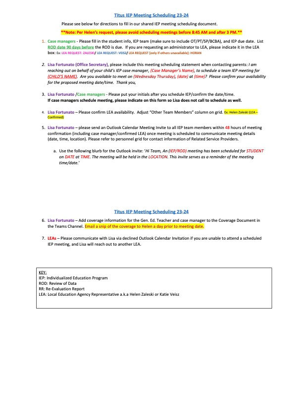 Titus IEP Meeting Scheduling TEMPLATE