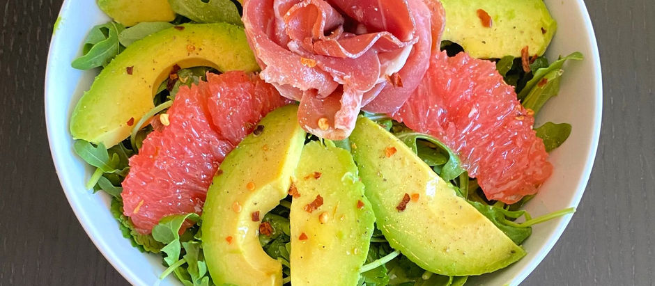 Zesty Avocado, Grapefruit and Prosciutto Salad