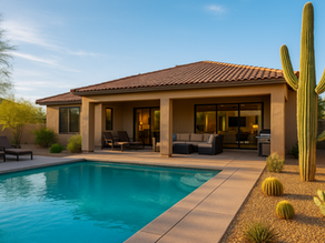 Luxury vacation rental home in Scottsdale with private pool and desert landscaping