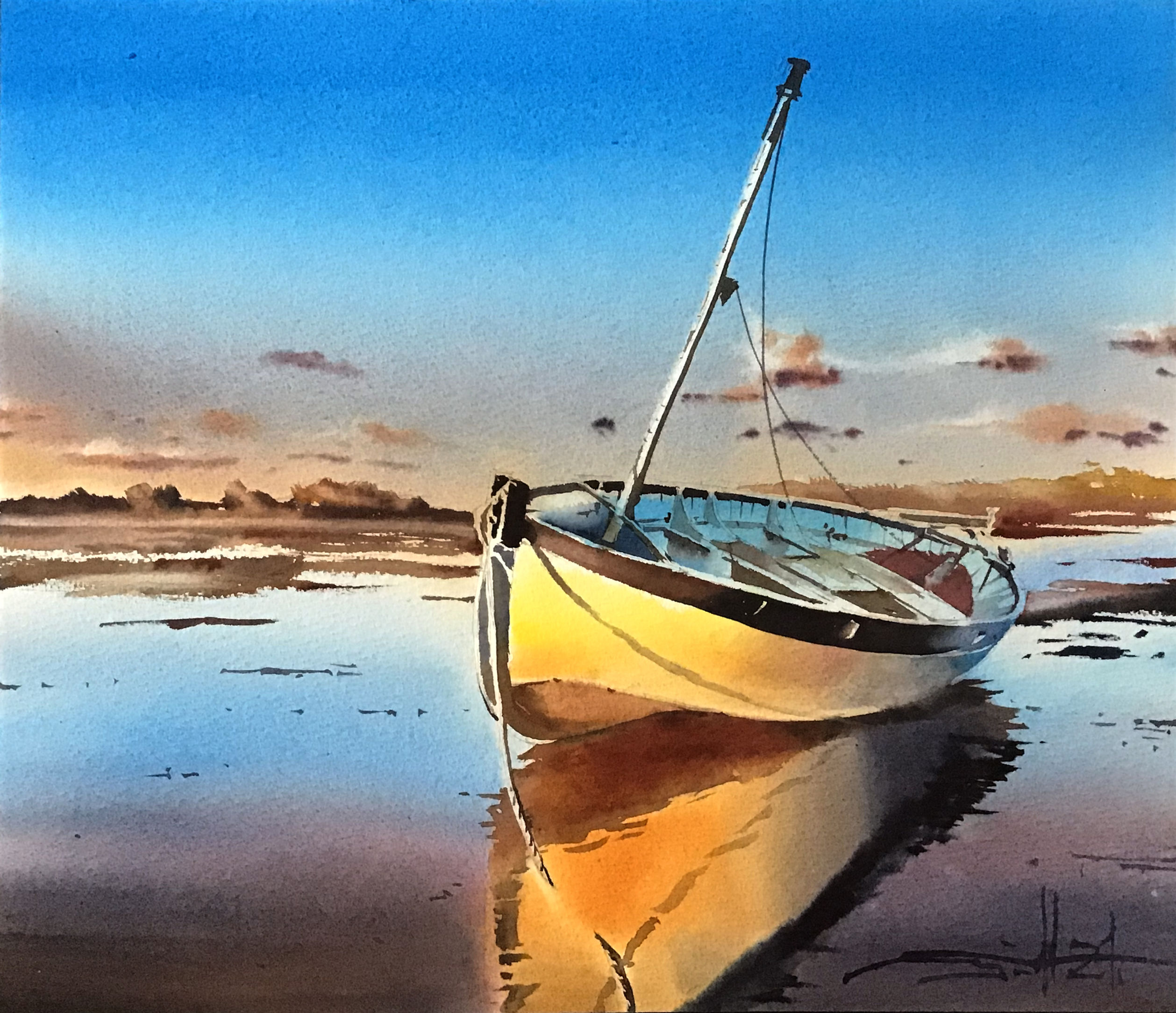 Paysage étape par étape: Bateau solitaire