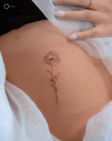 detailed single needle fine line floral tattoos done by Nicole at l2ink in West Hollywood, CA