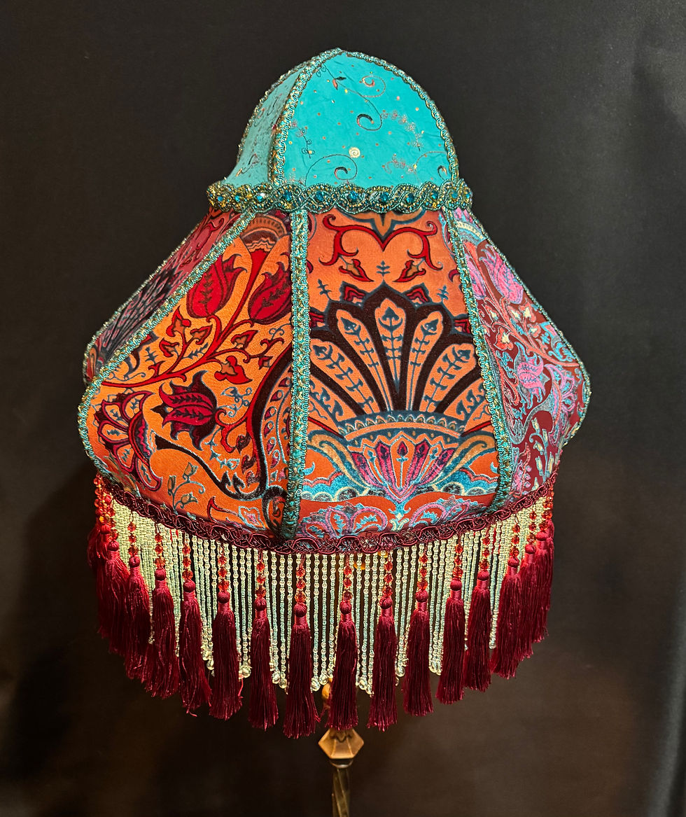 Thumbnail: Lampshade Exotic Eastern Influenced Turquoise and Rust Colors 
