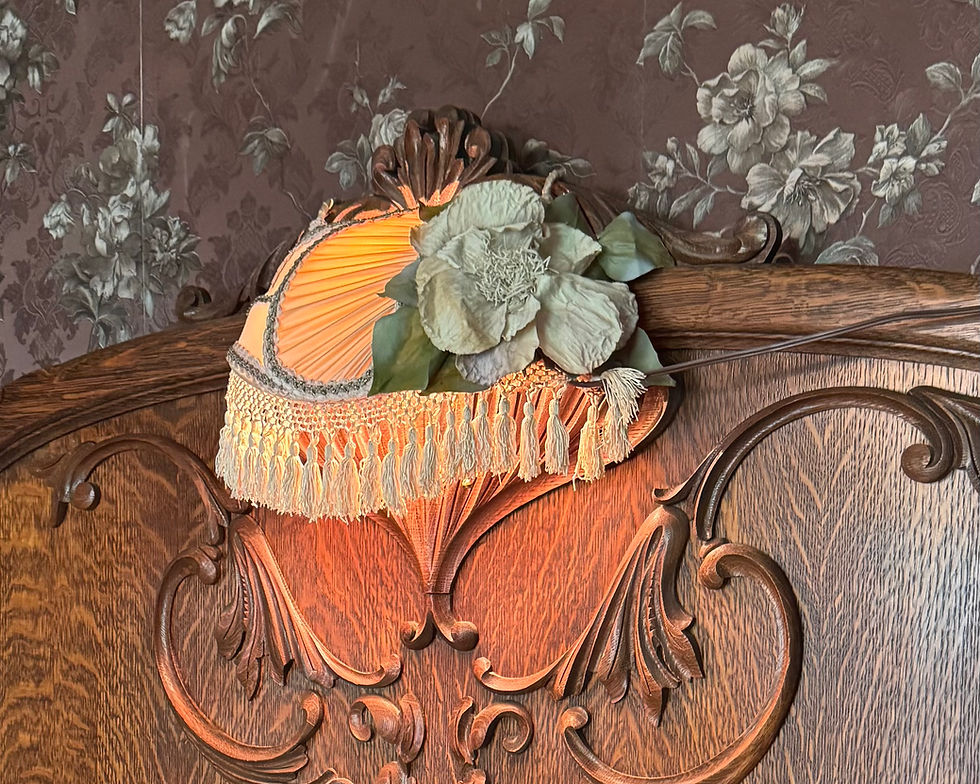 Thumbnail: Victorian Bedlamp / Canopy headboard reading lamp / Vintage Shades