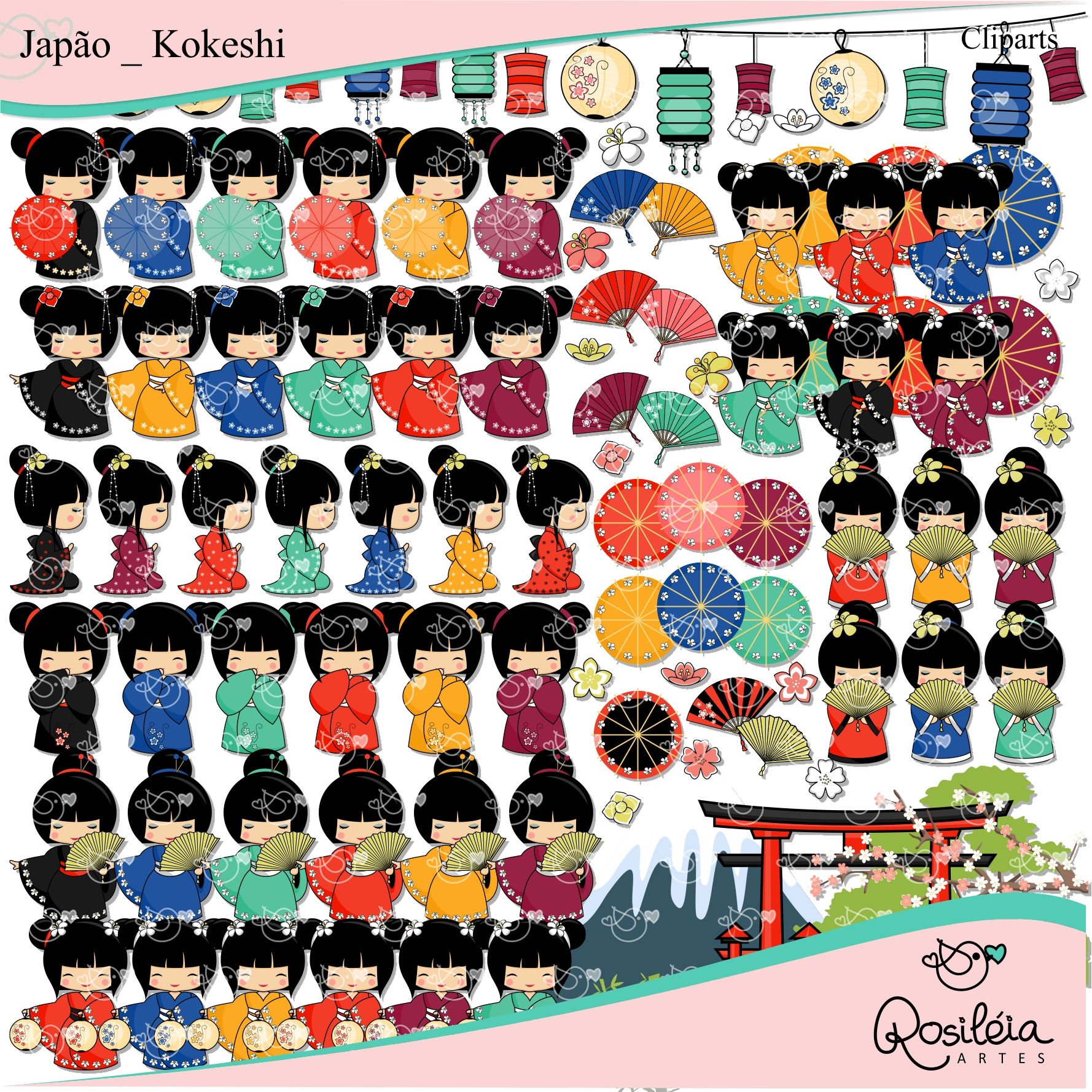 Kit Digital Japão - Kokeshi