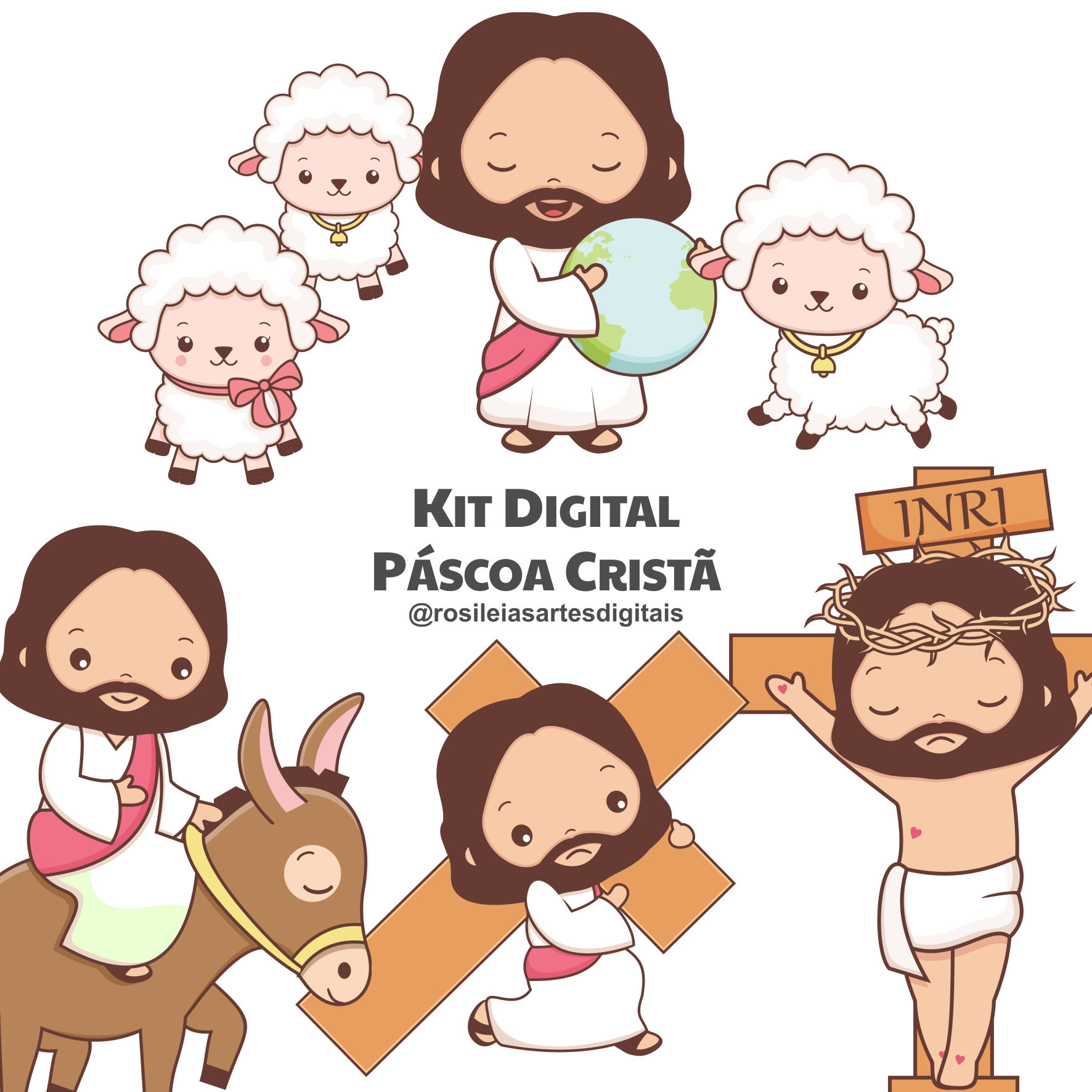 Kit Digital Páscoa Cristã - Alta Resolução 300 DPI - Download automático