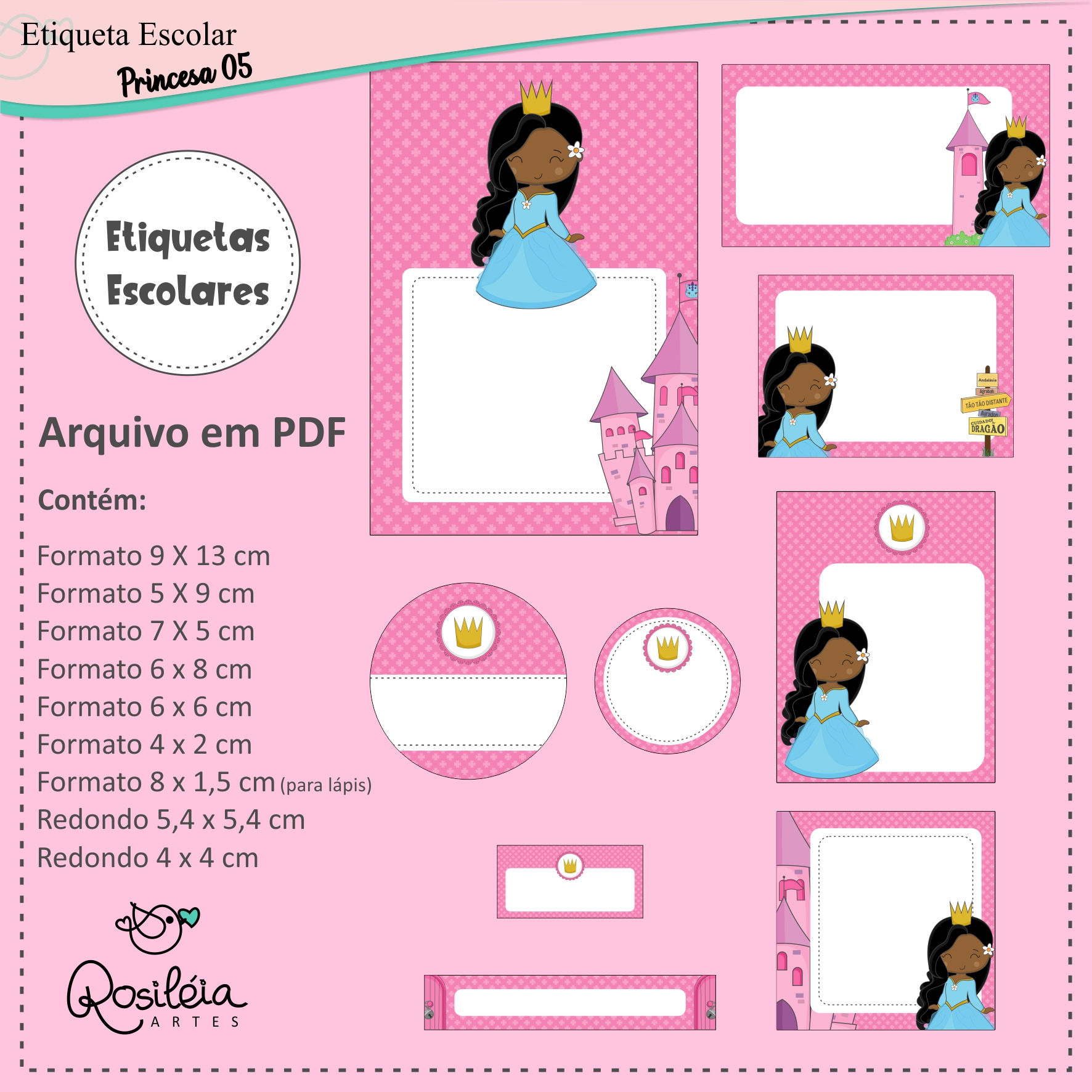 Etiquetas Escolares Princesa 05 - PDF